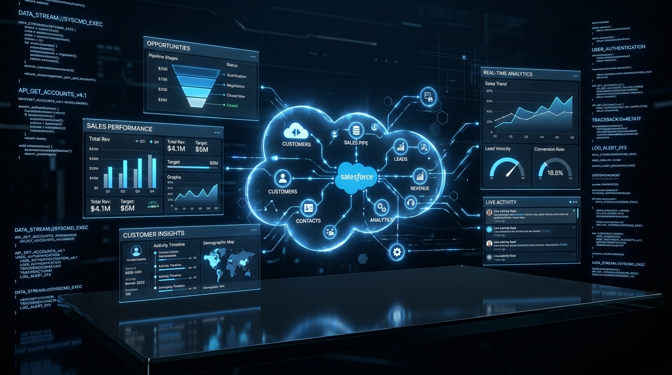 Dashboard Salesforce CRM com analytics em tempo real